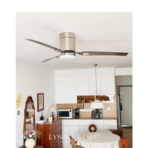 Lynns立意 工业风包豪斯风扇灯 客厅餐厅中古复古风家用一体带灯