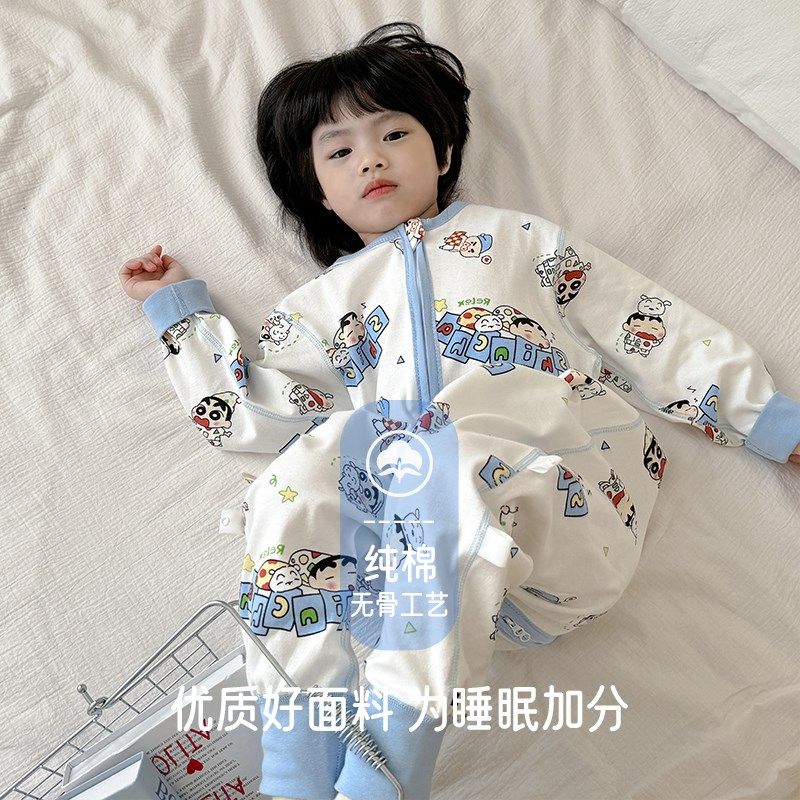 儿童睡袋纯棉宝宝春季婴儿分腿防踢被神器a类春秋中大童连体睡衣