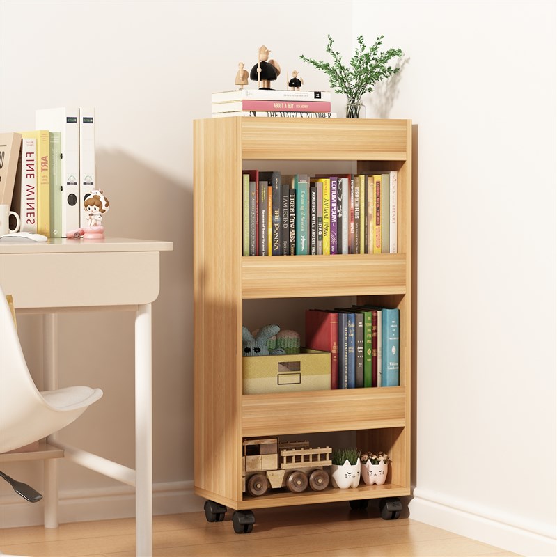 简易书架落地置物架家用客厅卧室学生用可移动收纳层架儿童靠墙书