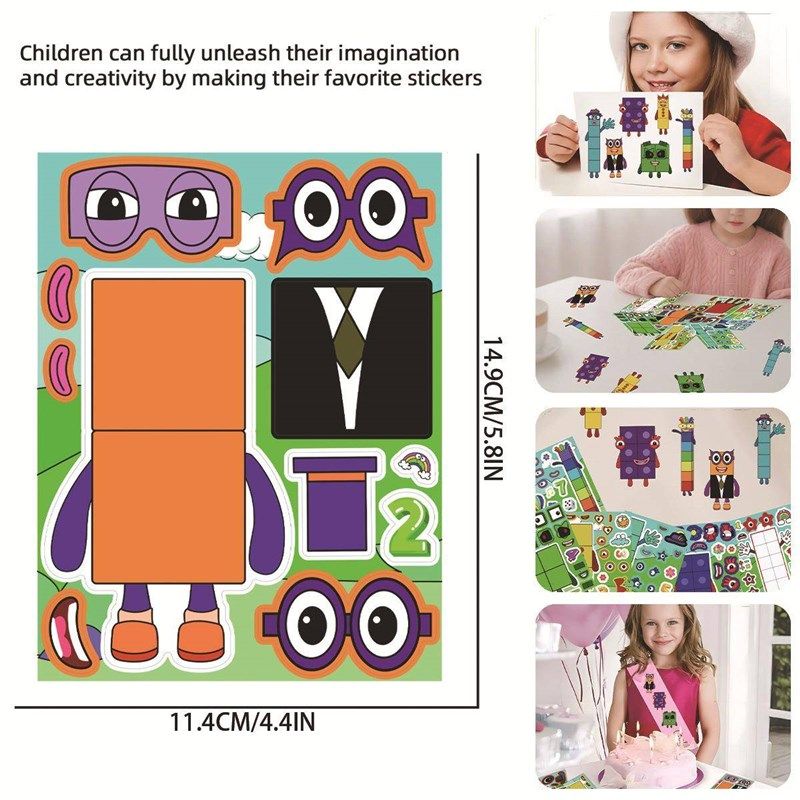 新款数字积木拼图贴纸儿童数字启蒙互动玩具益智换脸贴DIY装饰贴,文具电教/文化用品/商务用品,贴纸/立体贴纸,淘宝优惠券,粉丝福利购,淘宝优惠卷
