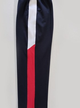 可定做中小学生男女校裤藏蓝色长裤拼接5厘米红白条纹松紧腰兜棉