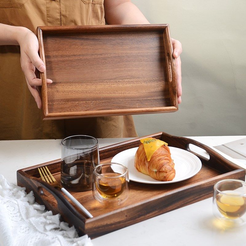 日式托盘长方形点心盘茶盘收纳家用放茶水杯盘敬茶果盘木质托盘,餐饮具,餐用托盘,淘宝优惠券,粉丝福利购,淘宝优惠卷