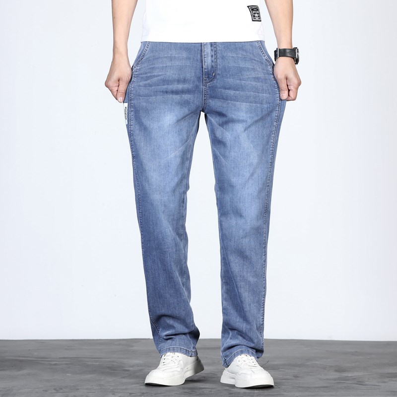 松紧腰直筒裤广州新塘牛仔裤男宽松夏季薄款新款弹力休闲男士长裤