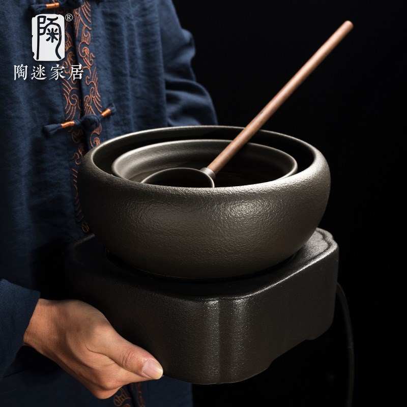 陶迷正宗潮州碗勺套装黑檀木手柄分茶勺耐高温中式煮茶器功夫茶具