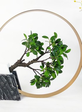 新中式家居软装饰品桌面花插摆件大理石金属工艺品样板房高档饰品