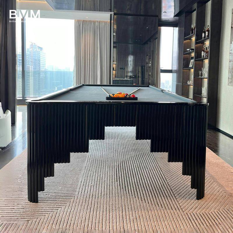 雅典娜金属不锈钢台球桌家用轻奢美式黑八花式九球标准型桌球台