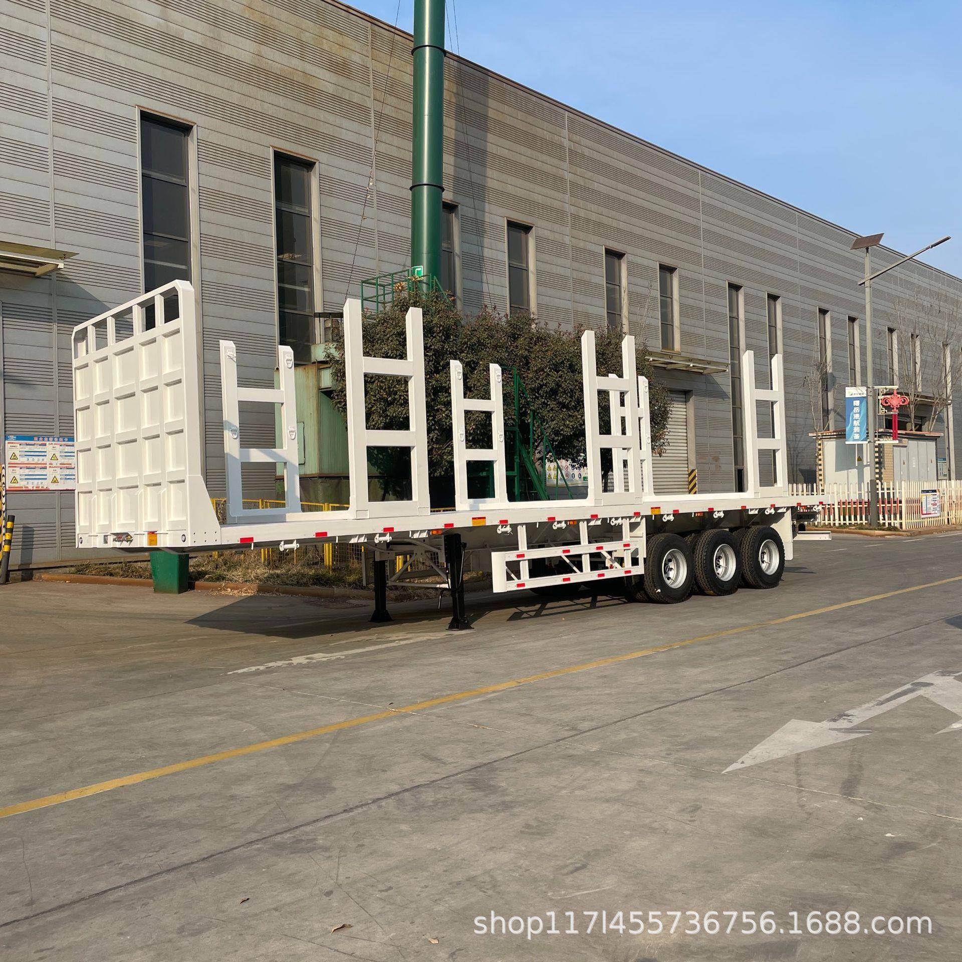 平板半挂车中置轴木材运输钢管玻璃跨境东南亚非洲拖车非洲热销