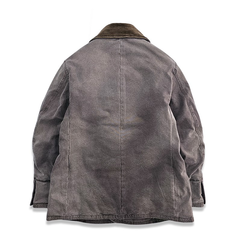西里布拔染做旧伐木工双排扣棉服男款咔叽复古冬季棉衣外套非rrl