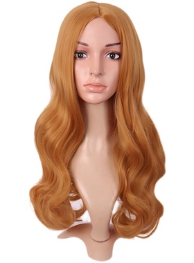 长卷发大波浪甜美可爱动漫cos中分刘海全头套金橙色Lolita假发女