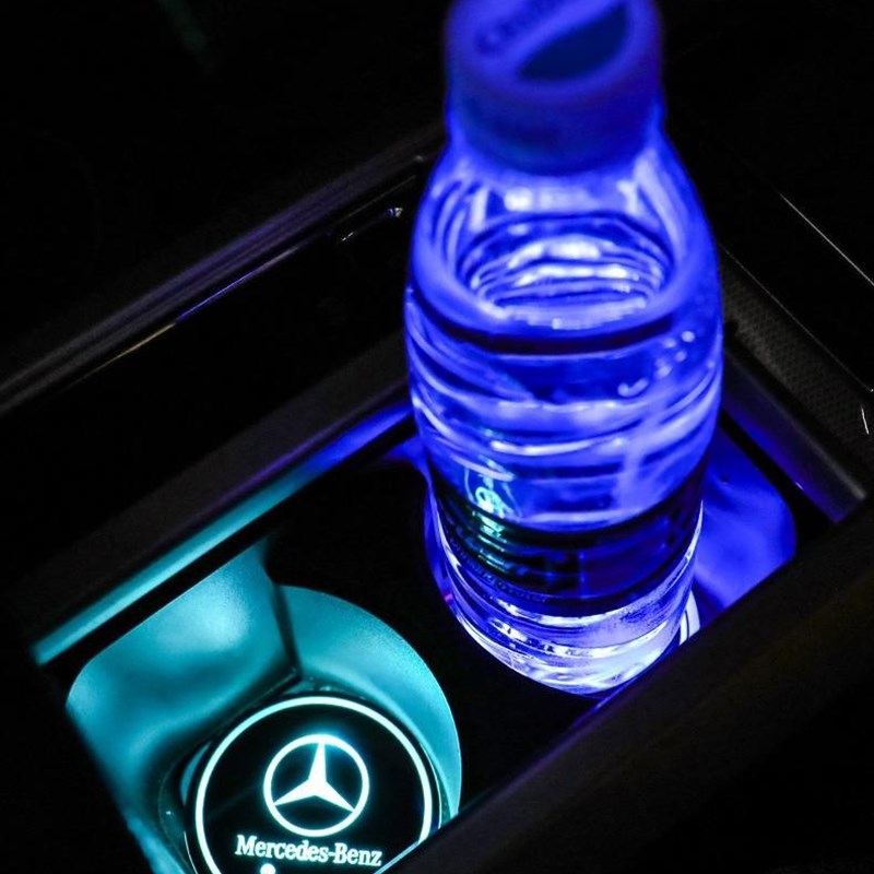 奔驰专用C级 GLC E级 GLB A级 GLA EQC 内饰改装氛围灯发光水杯垫