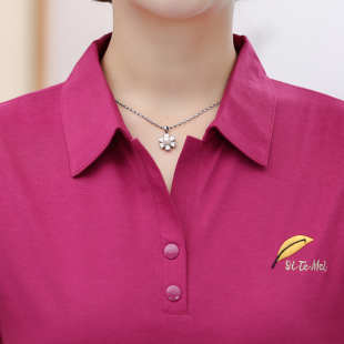 纯棉长袖 中老年女装 POLO领t恤女妈妈装 大码 女 2020春装 棉衬衫 新款