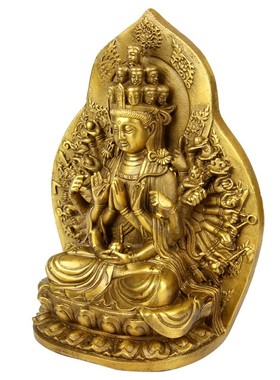 铜千手观音佛像摆件家用菩萨小号属鼠守护神本命佛