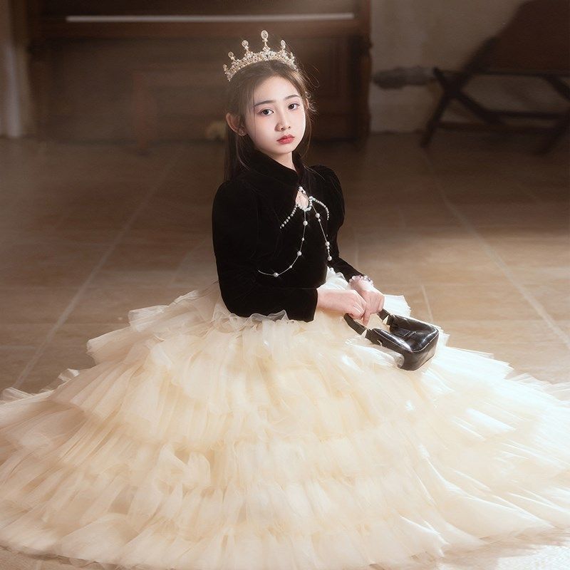 女童绝美小礼服秋冬高级感钢琴演奏十岁生日女孩公主裙舞台演出服