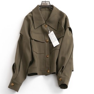 型气质上衣 设计感立体袖 V511复古高级感短款 风衣外套女2023秋新款