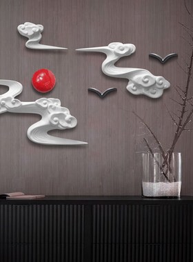 新中式茶室客厅背景墙装饰书房立体墙面挂件墙上装饰品禅意壁挂