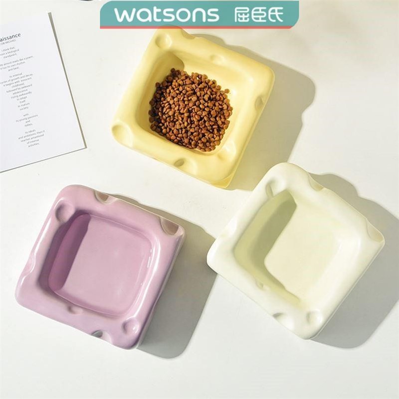 可爱陶瓷创意奶酪形状饭碗猫粮猫碗狗狗食盆防打翻