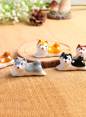 日式陶瓷猫咪柴犬摆件筷子架卡通精致筷子筷托家用可爱筷架托筷枕