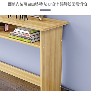 夹缝书桌墙边桌超窄卧室床尾长条桌电脑桌带书架学生靠墙写字桌子