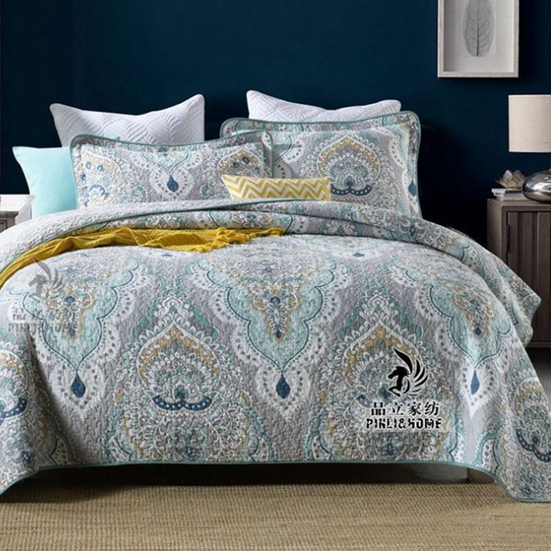 纯棉高档床盖三件套2022年夏季新款全棉绗缝衍缝夹棉四季通用床单