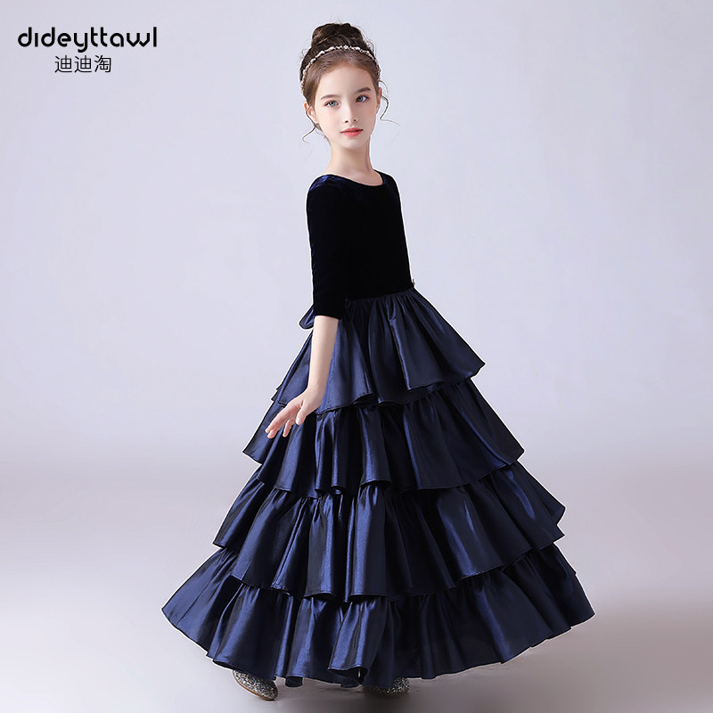 迪迪淘儿童钢琴演奏礼服公主裙女童小提琴表演服管弦乐演出服秋冬