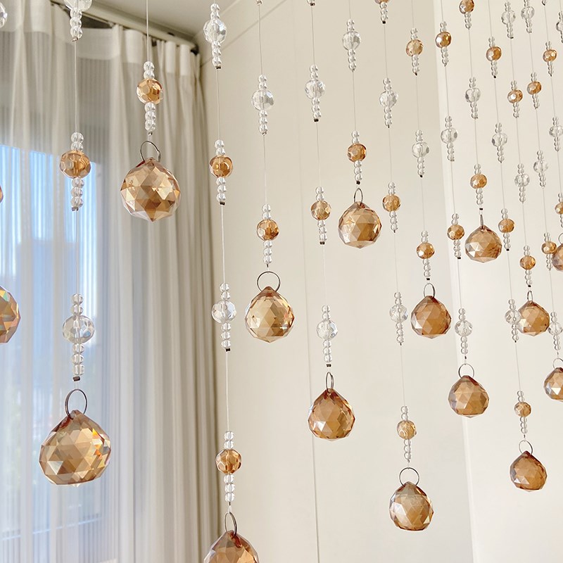 新款水晶珠帘轻奢客厅餐厅玄关阳台隔断帘卧室门帘子鞋柜屏风吊饰