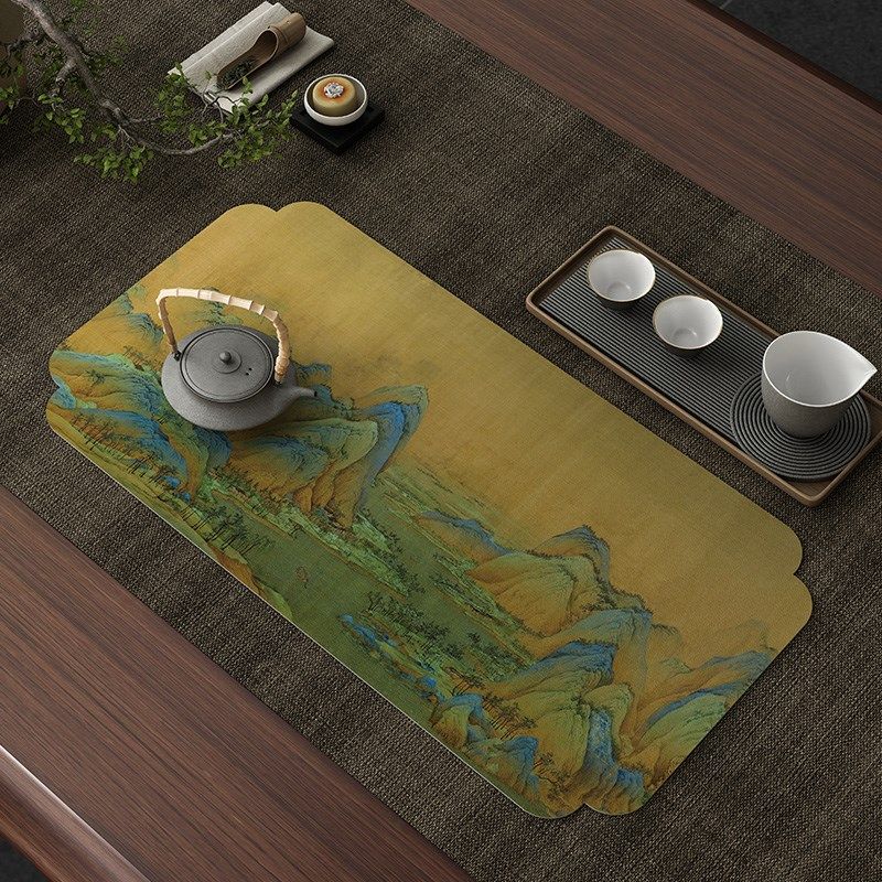 新中式古典茶席防水防烫皮革茶桌垫布禅意桌旗茶道餐垫杯垫茶几垫,居家布艺,餐垫,淘宝优惠券,粉丝福利购,淘宝优惠卷