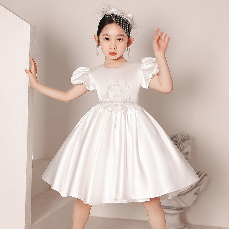 花童礼服白色缎面2023新款夏季儿童蓬蓬公主裙女童走秀钢琴演出服,童装/婴儿装/亲子装,儿童礼服,淘宝优惠券,粉丝福利购,淘宝优惠卷