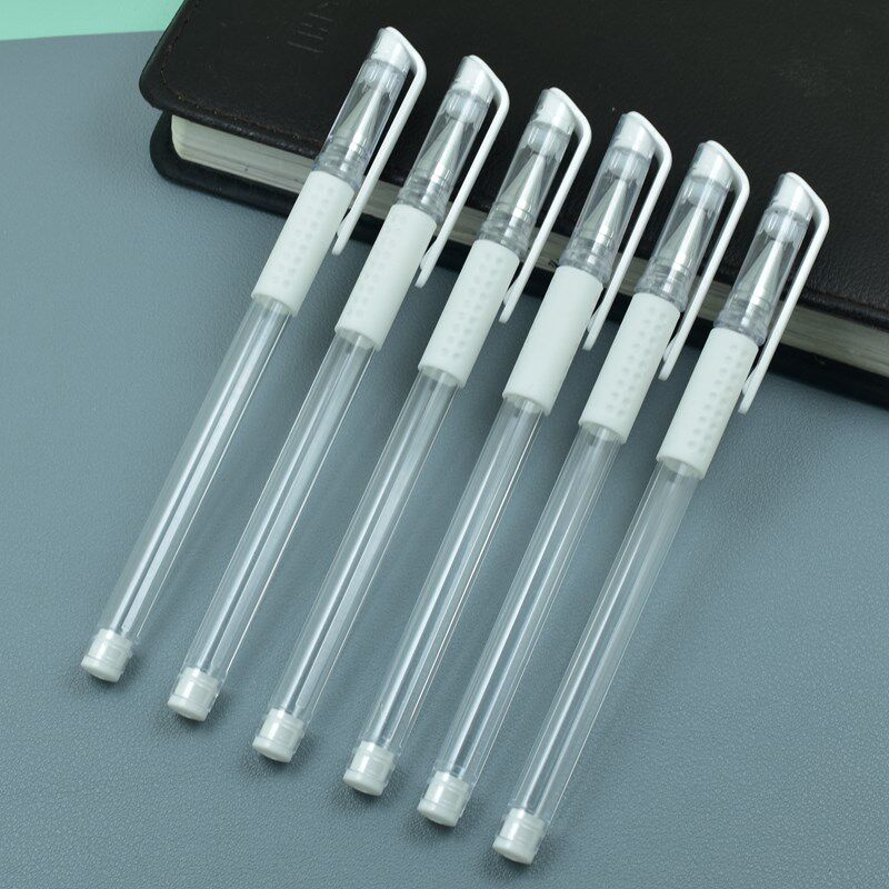 白色欧标空笔壳空笔杆中性笔笔芯替换笔管外壳空高光白色笔芯笔皮