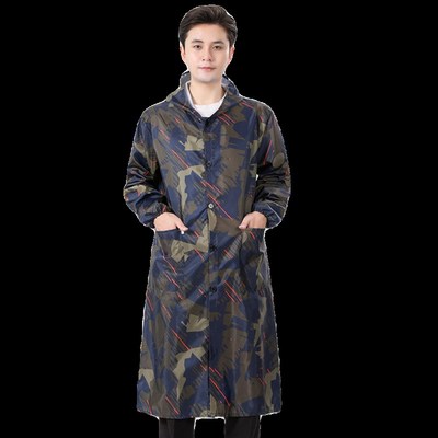 新款特长大褂钮扣防水防油罩衣男女工装四季薄外套厨房围裙工作服