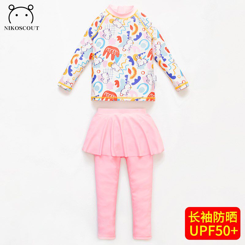 儿童泳衣女孩10岁宝宝新款女童游泳衣洋气长袖长裤保守中大童泳装