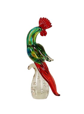 艺术混彩琉璃鹦鹉鸟摆件手工吹制客厅玄关样板间酒店轻奢软装装饰