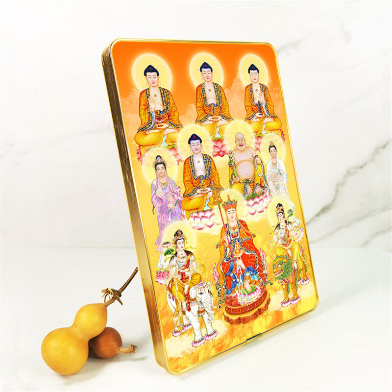 五佛祖五菩萨十圣图摆台挂墙相框画三宝佛观音文殊摆件壁画佛像画