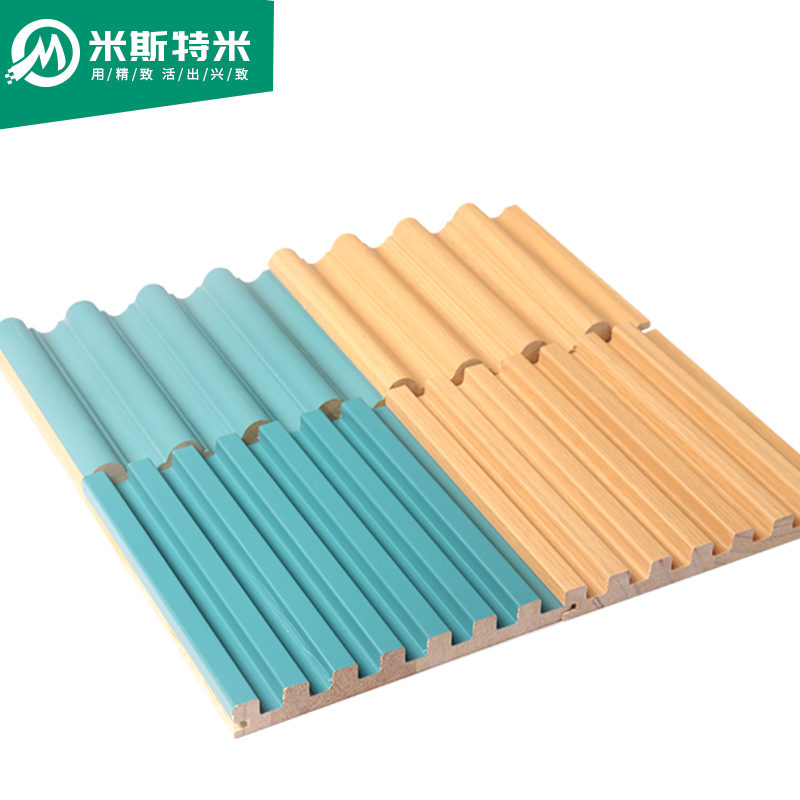 网红实木格栅板半圆弧形电视背景墙免漆小细条长城板凹凸型护墙板