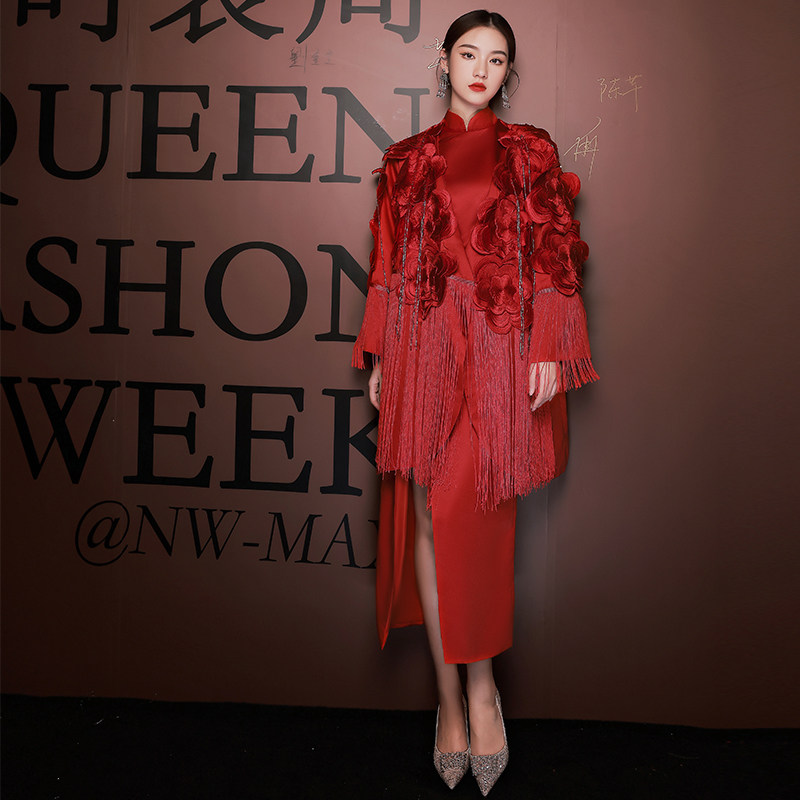 旗袍2023年新款中国风走秀演出主持人年会晚礼服女宴会气质高级感