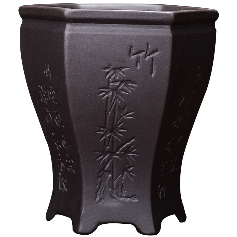 紫砂盆四方六方兰花盆菖蒲花卉绿植物盆栽大号手工多肉盆景栽盆