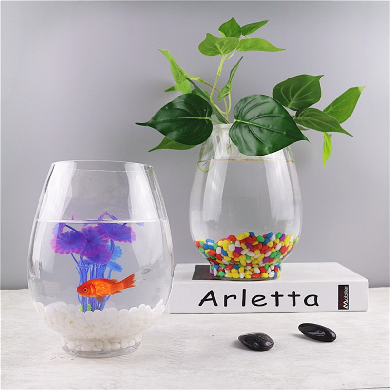 包邮圆形创意生态迷你造景小型鱼缸桌面金鱼缸玻璃乌龟缸水培花瓶