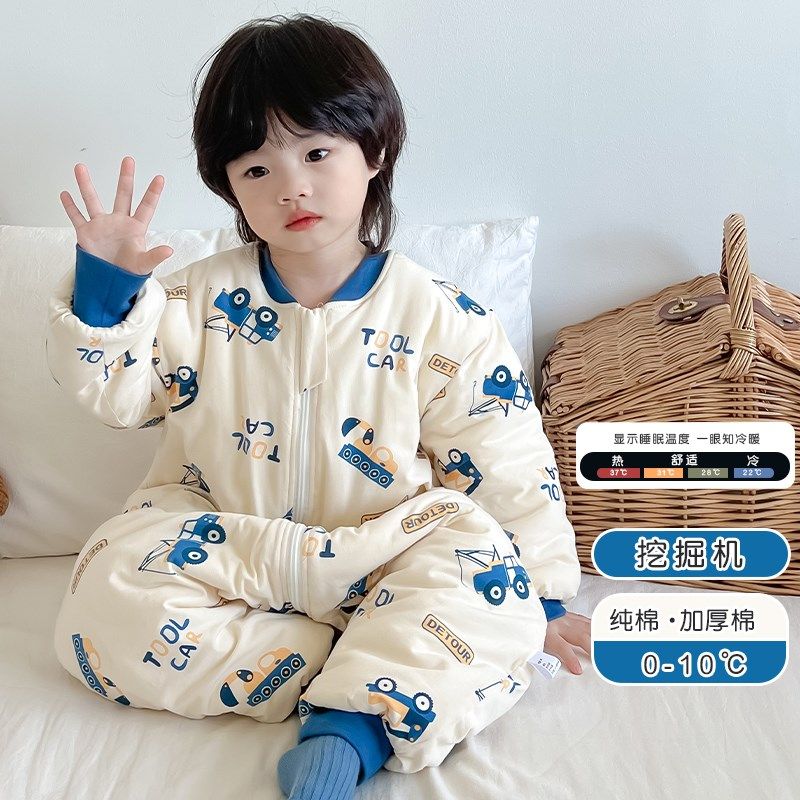 睡袋宝宝秋冬款加厚夹棉防寒儿童冬季防踢被神器婴儿纯棉连体睡衣