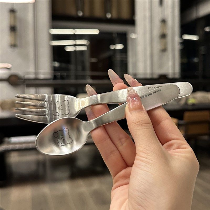 【老板娘自用】304不锈钢卡通儿童勺子叉勺吃饭餐具宝宝副食品幼,婴童用品,儿童勺,淘宝优惠券,粉丝福利购,淘宝优惠卷