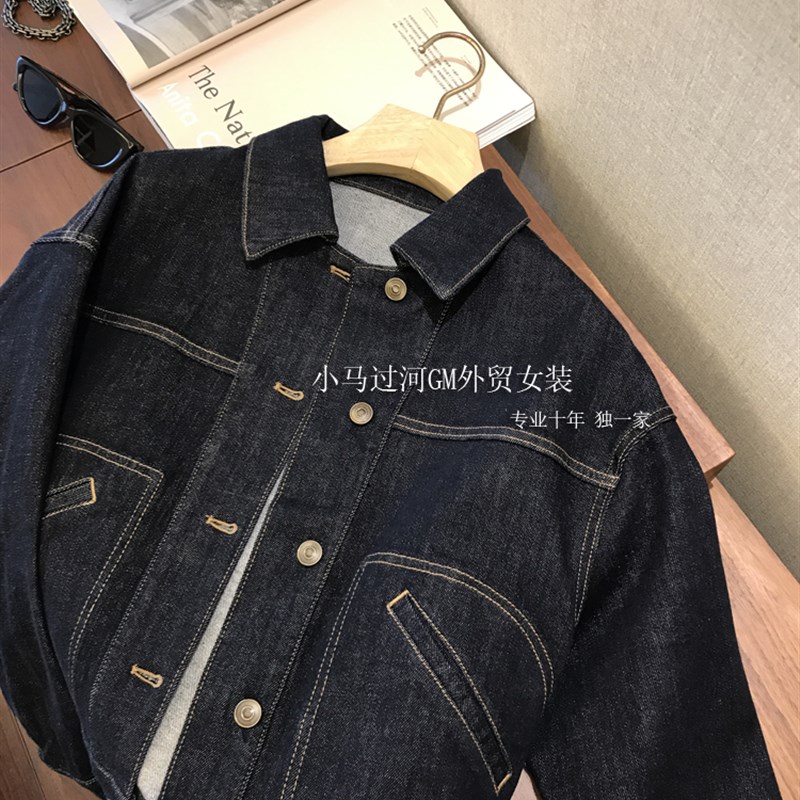 这腔调绝了,代g2100+!复古挺括宽松土壤圆弧口袋翻领牛仔外套女