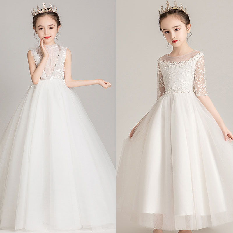 初中生主持人晚礼服女端庄大气学生钢琴演奏比赛演出服中大童生日