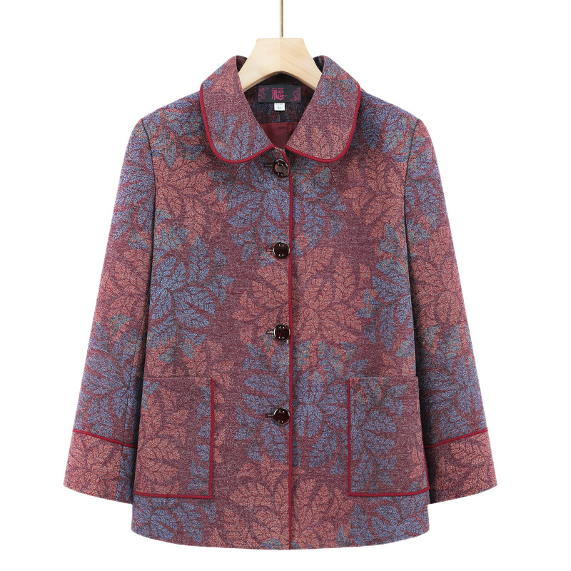 中老年人女装春装外套奶奶装休闲上衣妈妈大码洋气毛呢老太太秋装