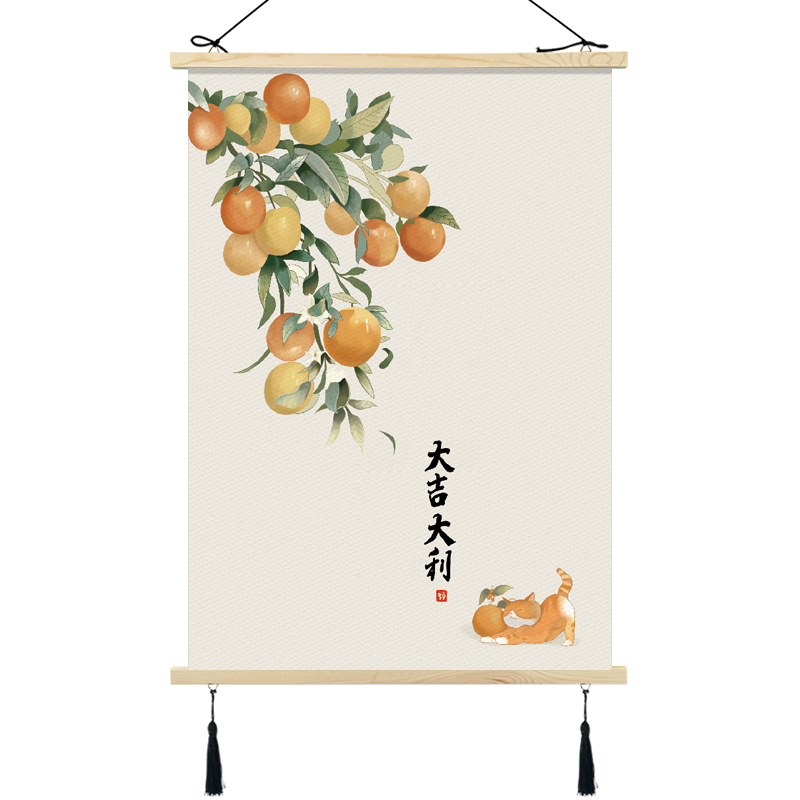 新中式玄关装饰画入户入门楼梯间墙面走廊挂画布艺竖款客厅画挂毯图片