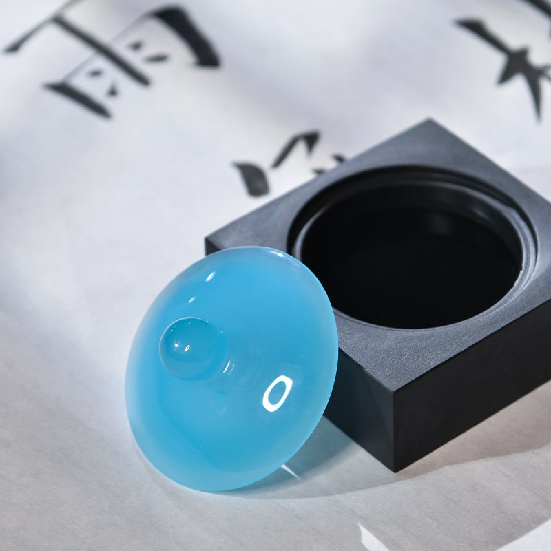 迷你小砚台琉璃带盖保湿不干墨小楷书法专用毛笔研台文房四宝墨池图片