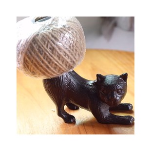 弘祥工艺北欧麻绳架猫咪小鸟缝纫机装饰复古杂货花园庭院客厅摆件