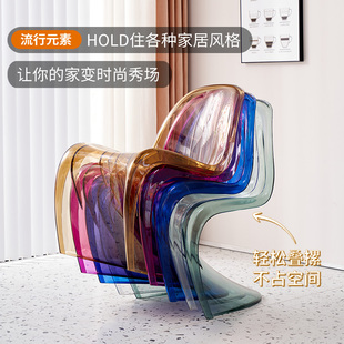 网红亚克力透明椅子塑料餐椅家用靠背化妆凳时尚简约设计师潘东椅