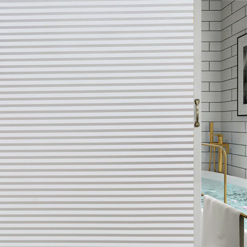 自粘带胶百叶玻璃贴纸磨砂窗户贴膜条纹浴室办公室移门透光不透明