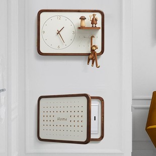 强弱电箱装饰画上下组合轻奢 家装一体电表箱洞洞板遮挡箱带时钟