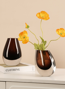 琉璃特厚花瓶插花水培花器客厅玄关餐桌样板房电视柜极简装饰摆件