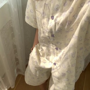 家居服套装 短袖 新款 A类全棉100%纯棉婴儿双层纱布睡衣女20I24夏季