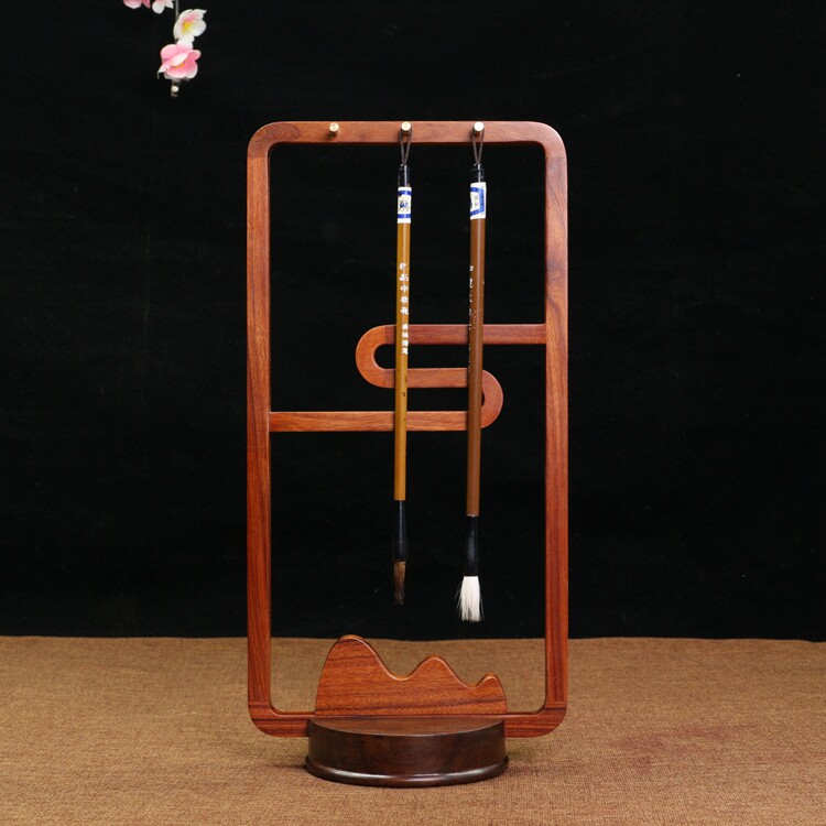 新中式毛笔架酸枝木实木创意毛笔挂7针木质笔架文房用品木毛笔搁
